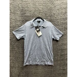 NWD Dunhill Striped Rolled Edge Polo Shirt Cornflower Blue‎ Mens Size OLR